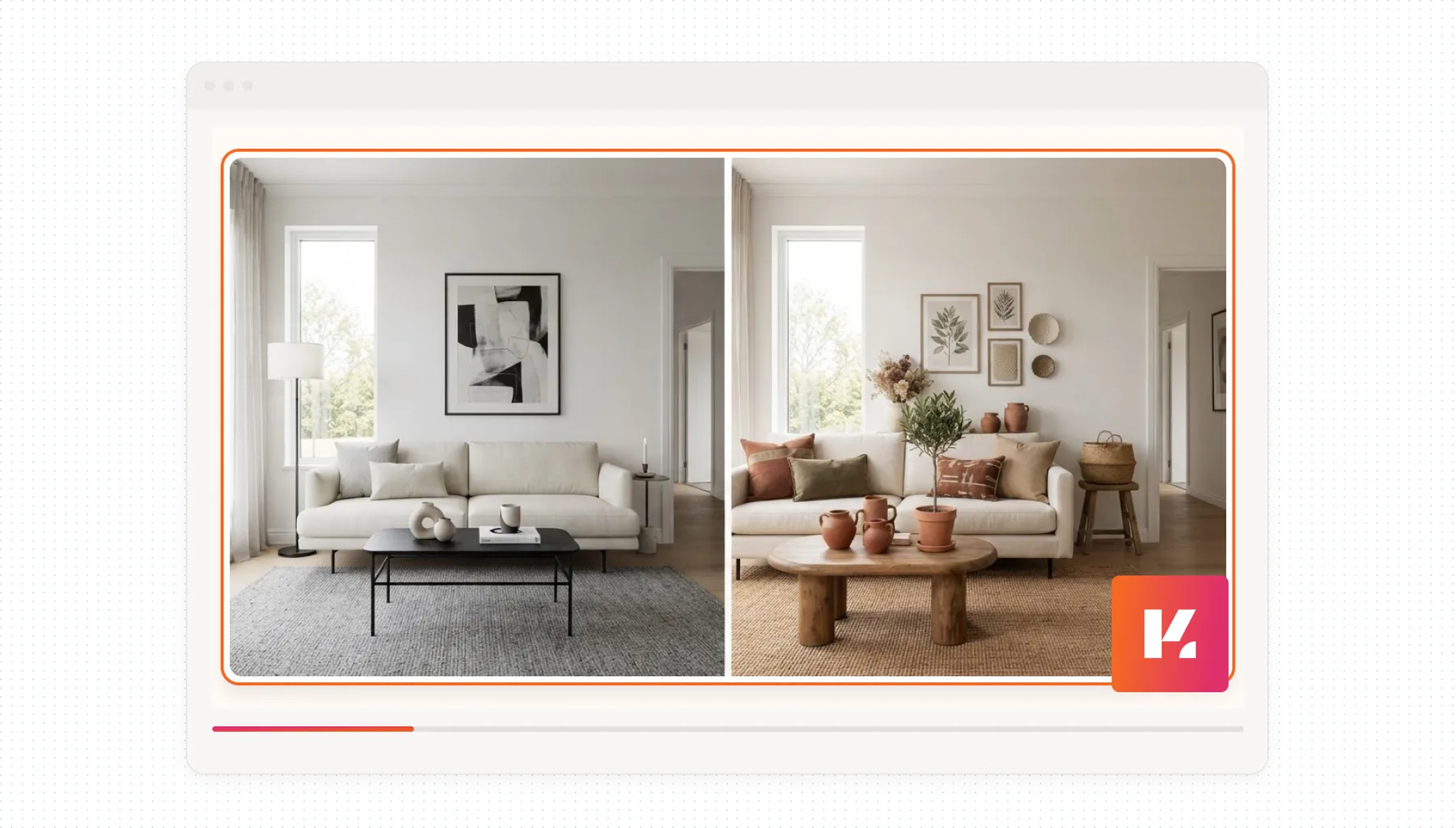 Antes y después de aplicar herramientas de IA para Home Staging en inmobiliaria.